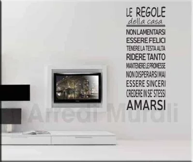 adesivo murale frase regole della casa