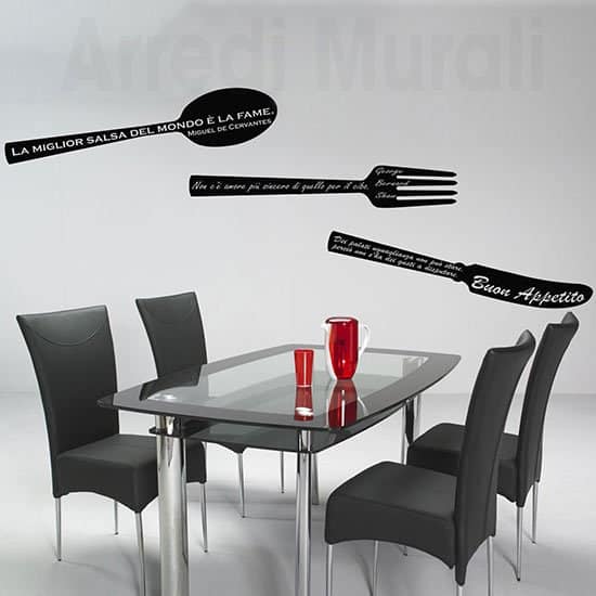 Adesivi murali frasi cucina nero