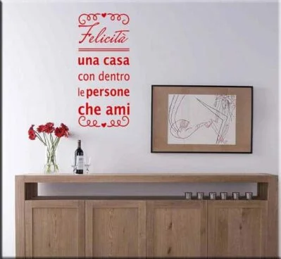 adesivo da parete frase felicità rosso