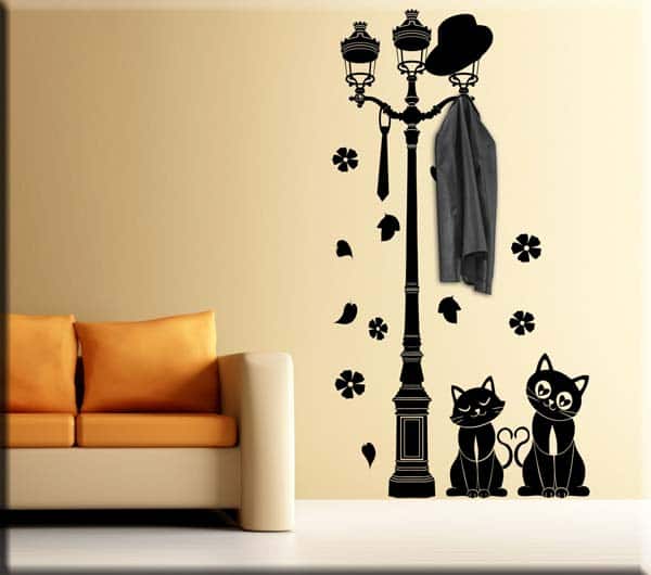 Adesivo da muro appendiabiti gatti, decorazione murale