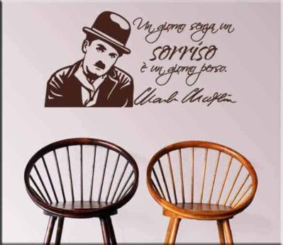 adesivo da muro frase Charlie Chaplin