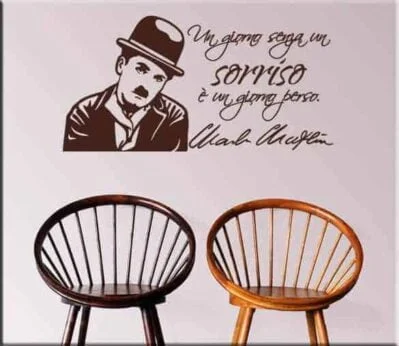 adesivo da muro frase Charlie Chaplin