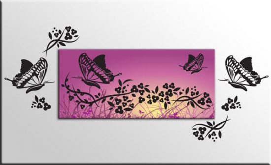 quadro adesivi murali fiori farfalle