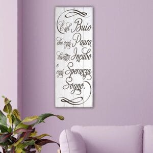 Shabby chic style pannelli murali in legno con frase sul buio