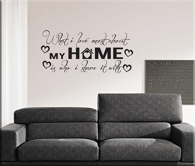 Adesivo Murale Removibile Home Sweet Home – Scritta 65x35 Cm In PVC – Per Pareti Lisce, Mobili E Vetri