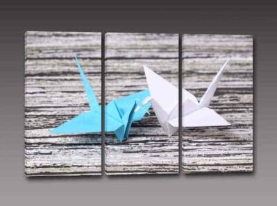 tris quadri moderni origami stampa