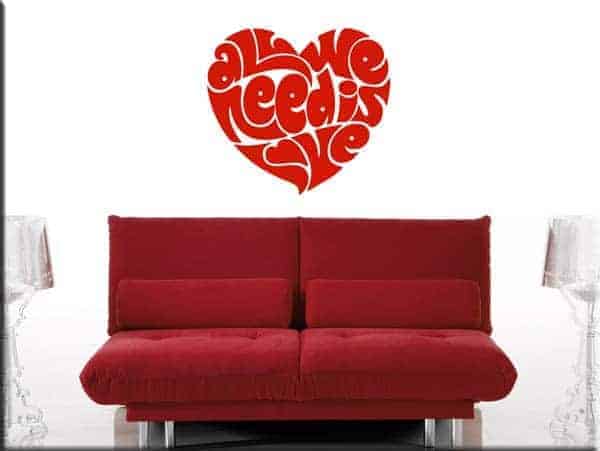 adesivi murali love decorazioni letto