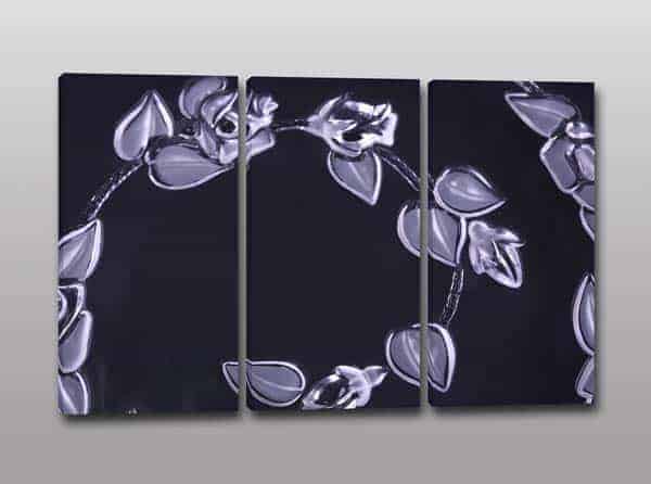 Tris quadri moderni fiori dipinti