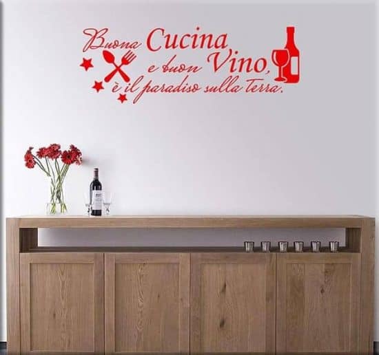 adesivi da parete frase cucina vino