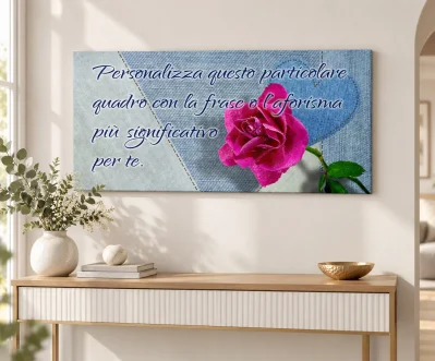 Quadro con frase personalizzata per arredo casa ambientato in un soggiorno moderno