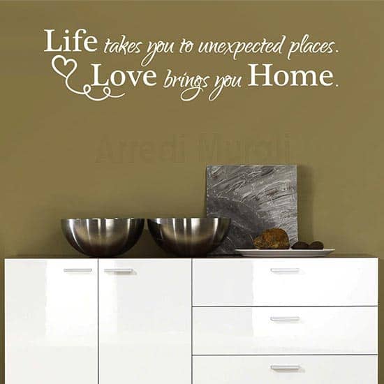 Adesivi murali frase casa home scritta bianca