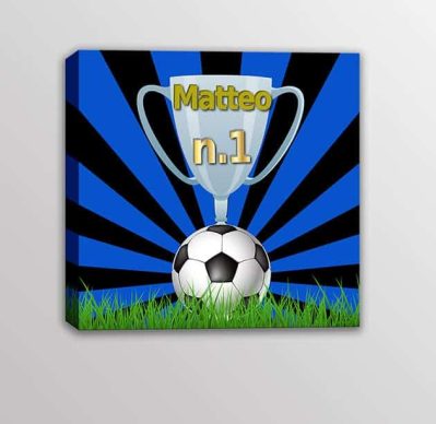 Quadro moderno nome personalizzato squadra calcio bambini nero azzurro