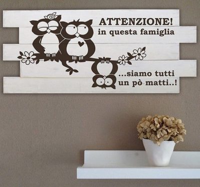 Shabby chic pannelli decorativi in legno frase famiglia matta