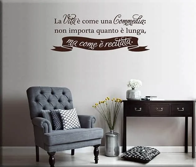decorazioni murali frase vita Seneca arredo