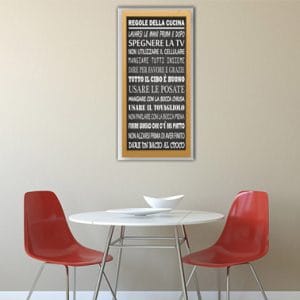 quadro moderno frase regole della cucina stampa