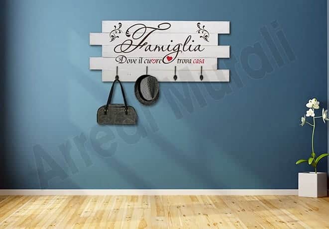 Pannelli murali shabby chic appendiabiti in legno famiglia