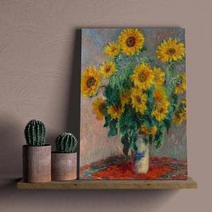 Riproduzione su tela dell'opera di monet Vaso di Girasoli