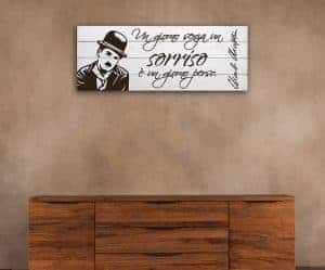 KUSTOM ART Quadro Stile Vintage Serie Celebri Attori Charlie Chaplin Stampa su L