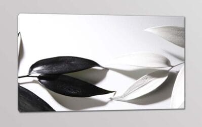 Quadro moderno stampa foglie bianche nere