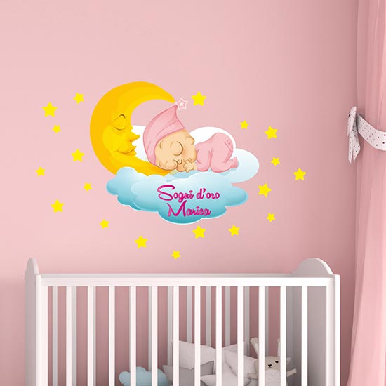 Adesivi murali bebè personalizzato nome bambina