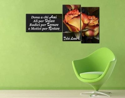 Tris quadri moderni frase Dalai Lama stampa su tela