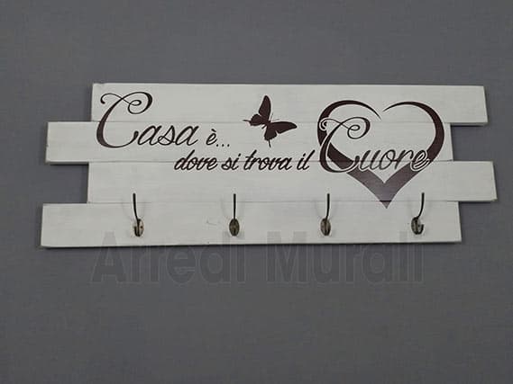 pannello appendiabiti shabby chic frase casa