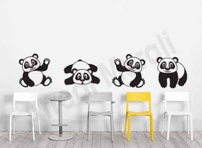 Adesivi murali camerette bambini simpatici panda