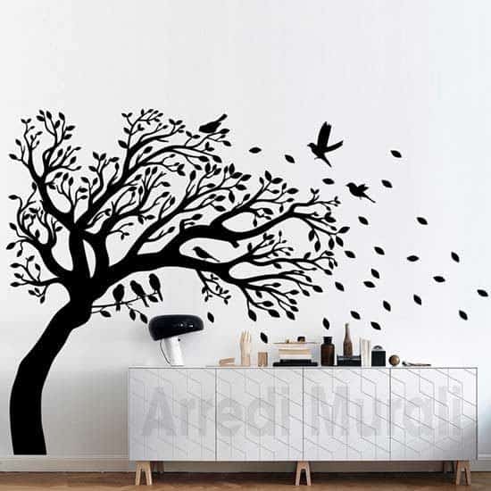 Adesivi murali albero decorazioni da parete nero