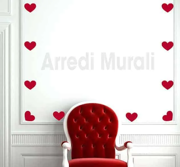 Generic Adesivi da parete per camera da letto, 10 pezzi, a forma di cuore, per bambini, specchi, decorazione 3D, adesivi da parete per parete (rosso, taglia unica