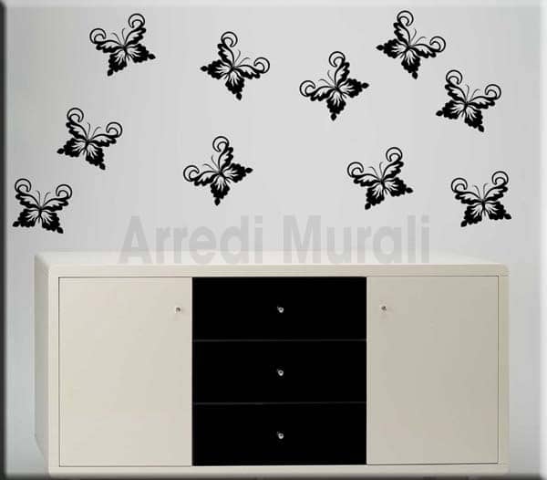Adesivi Murali Decorativi Farfalle - Decalcomanie Artistiche Per Pareti Casa E Ufficio - Prodotto In Italia
