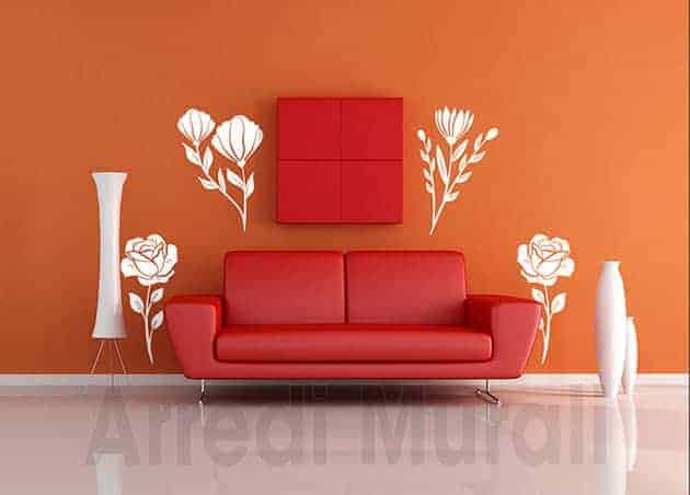 Adesivo Murale 1art1 Fiori In Vasi Colorati – Decorazione Parete 125x45 Cm