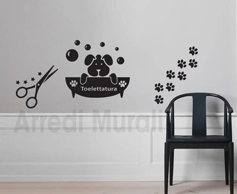 adesivi murali toelettatura cani decorazioni da parete