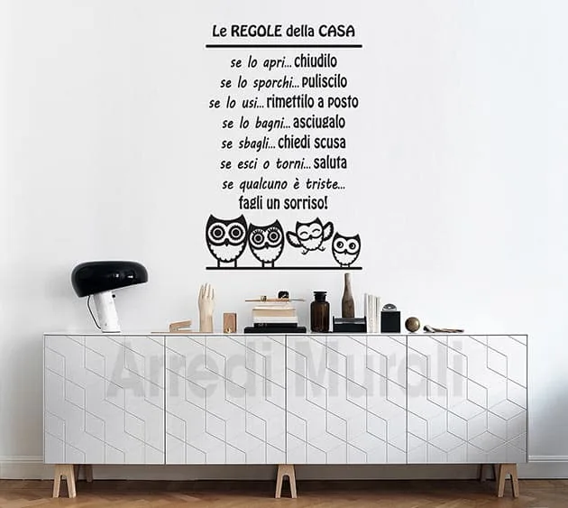 Stickers murali regole della casa, decorazioni da parete