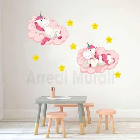 adesivi murali bambini unicorni camerette