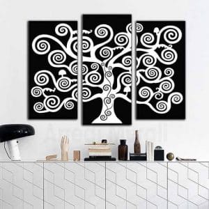 quadri moderni tele albero della vita in bianco e nero