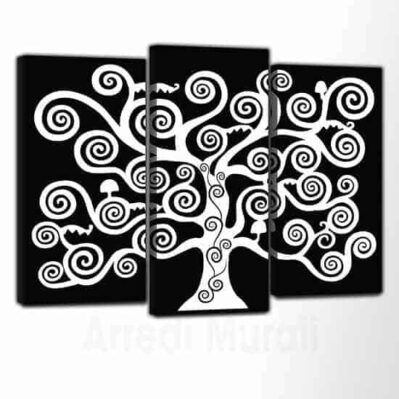 quadri moderni tele Albero della Vita sfondo nero albero bianco