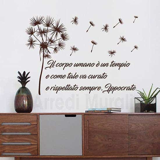 Adesivi murali frase personalizzata soffioni marrone