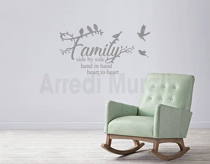 Scritte adesive murali frase famiglia wall stickers