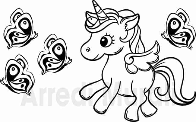 decorazioni da parete camerette unicorno e farfalle