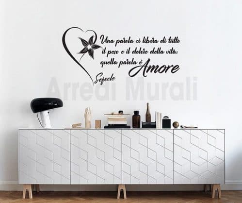 scritte adesive da parete con frase amore
