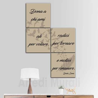 quadri con frase Dalai Lama 4 quadri con scritte