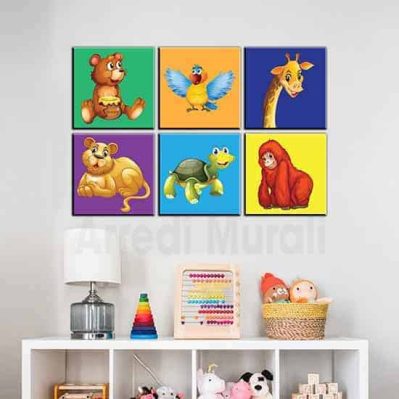 Quadri per bambini 6 tele colorate con animaletti per arredare la cameretta