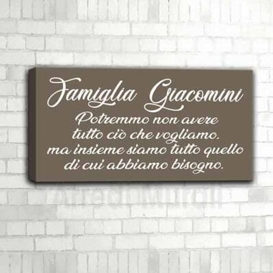 Quadro famiglia personalizzato con cognome e frase