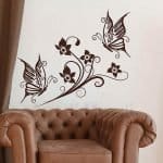 Kiwistar Farfalla Fiore Vite Adesivo da Parete in 6 Taglie – Wall Sticker Wall Sticker, 73_Dunkelgrau, 120 x 69 cm