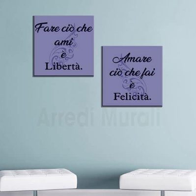 quadri moderni con scritte 2 quadri che compongono una frase motivazionale cm. 50x50