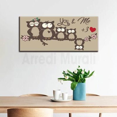 quadro gufetti simpatica famiglia ispirato ad una famiglia di 5 persone