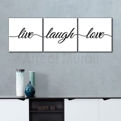 3 quadri moderni con scritte Live - Laugh -Love