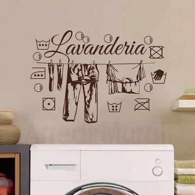 adesivi murali lavanderia con disegni adesivi dei simboli del bucato