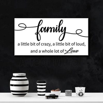 Quadro frase family con scritte in inglese