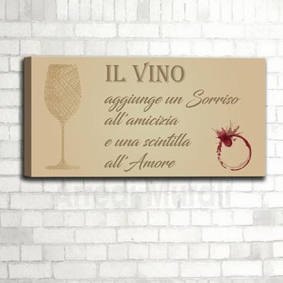 Quadro cucina con frase sul vino senza cornice con stampa su tela
